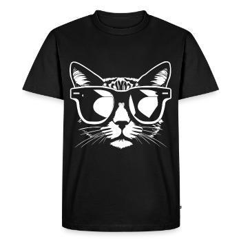 Drôle de chat avec des lunettes de soleil Chaton Sunglas Cats - T-shirt Premium bio Homme - noir - Devant - Nico (187cm)