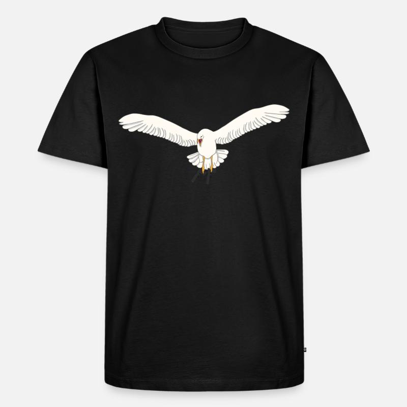 Möwe mit Pistolen - Männer Premium Bio T-Shirt - Schwarz