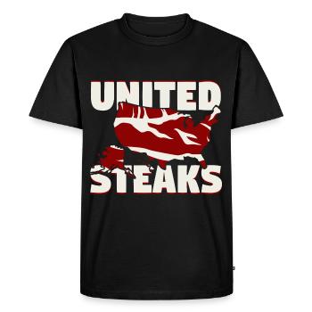 United Stakes United States Steak Humor - Men's Premium Organic T-Shirt - black - Front - Nico (187cm)
