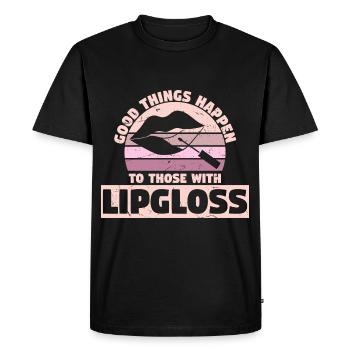 I Can Take On The World But First Lipstick - Men's Premium Organic T-Shirt - black - Front - Nico (187cm)