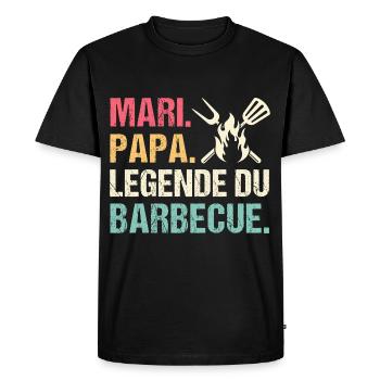 Mari papa légende du barbecue cadeau fête des père - T-shirt Premium bio Homme - noir - Devant - Nico (187cm)