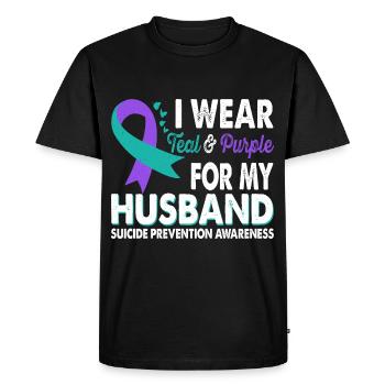 Portez du bleu sarcelle et du violet pour la sensibilisation - T-shirt Premium bio Homme - noir - Devant - Nico (187cm)