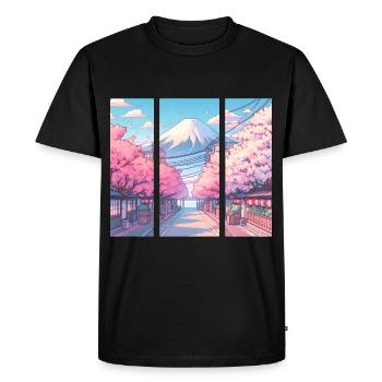 Japanese Cherry Blossom Route - Men's Premium Organic T-Shirt - black - Front - Nico (187cm)