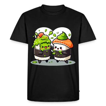 Kawaii Sushi with Wasabi - Men's Premium Organic T-Shirt - black - Front - Nico (187cm)