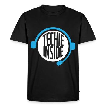 Techie Inside Tech Support Headset - Men's Premium Organic T-Shirt - black - Front - Nico (187cm)