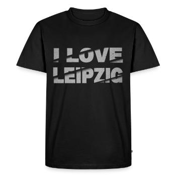 Leipzig Allemagne City Font Skyline J’aime - T-shirt Premium bio Homme - noir - Devant - Nico (187cm)