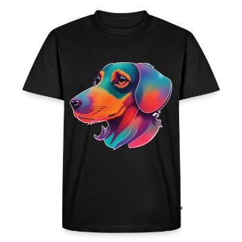 Oeuvre colorée de chiens teckel - T-shirt Premium bio Homme - noir - Devant - Nico (187cm)