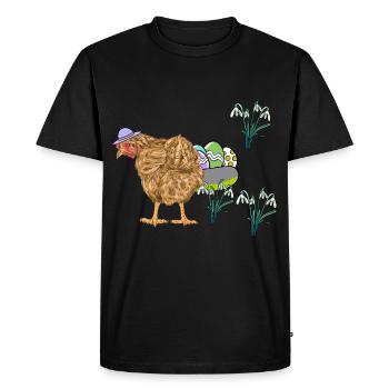 Chicken Poultry Eggs Nest Easter Eggs Easter - Men's Premium Organic T-Shirt - black - Front - Nico (187cm)