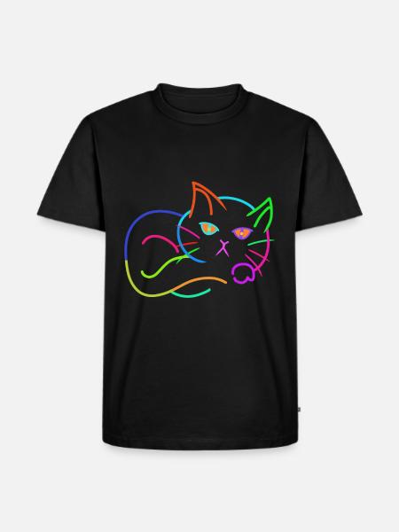 regnbue, kat, farverig, farverig, børn - Herre Premium økologisk T-shirt - sort