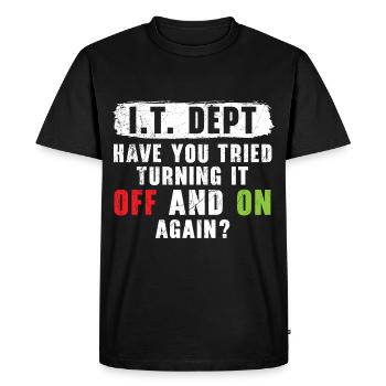 Stay calm and submit a ticket - Men's Premium Organic T-Shirt - black - Front - Nico (187cm)