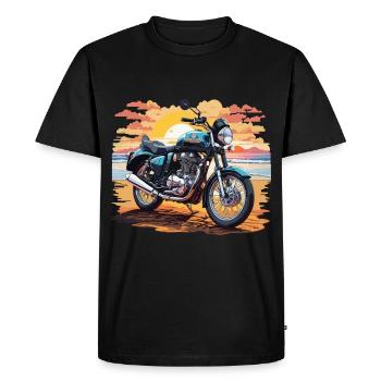 Moto Vintage coucher de soleil rétro vélo Design - T-shirt Premium bio Homme - noir - Devant - Nico (187cm)