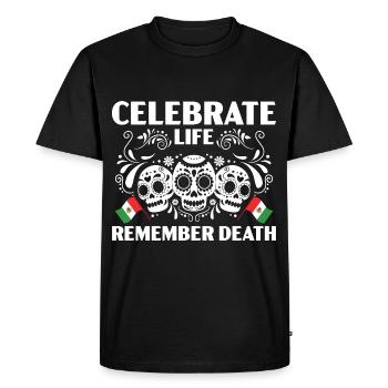 Célébrez la vie, souvenez-vous de la mort Dia de Muertos - T-shirt Premium bio Homme - noir - Devant - Nico (187cm)