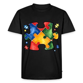 Autism Puzzle - Men's Premium Organic T-Shirt - black - Front - Nico (187cm)