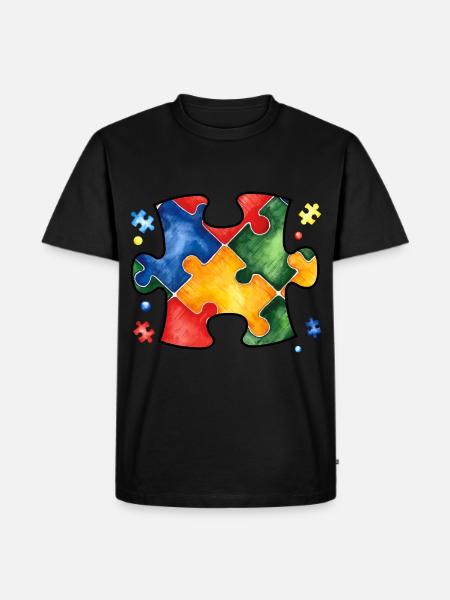 Autismus-Puzzle - Männer Premium Bio T-Shirt - Schwarz