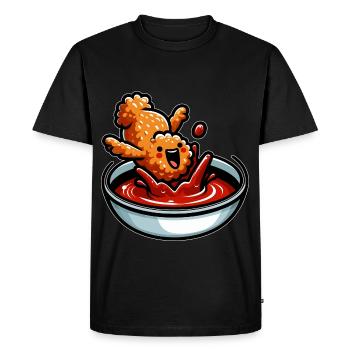 Poulet frit Ailes de poulet Poulet Cadeau - T-shirt Premium bio Homme - noir - Devant - Nico (187cm)