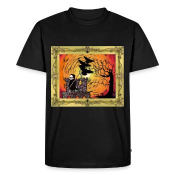 Horreur Moyen Âge Château Forteresse Faucheuse Mort - T-shirt Premium bio Homme - noir - Devant - Nico (187cm)