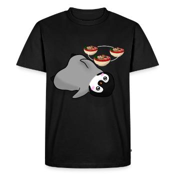 Kawaii Penguin Anime with Ramen - Men's Premium Organic T-Shirt - black - Front - Nico (187cm)