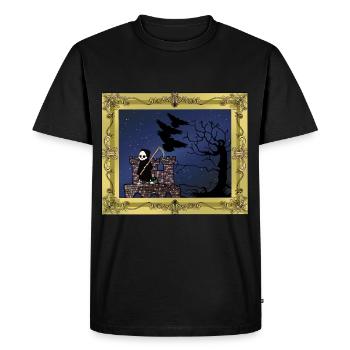 Horreur Moyen Âge Château Forteresse Faucheuse Mort - T-shirt Premium bio Homme - noir - Devant - Nico (187cm)