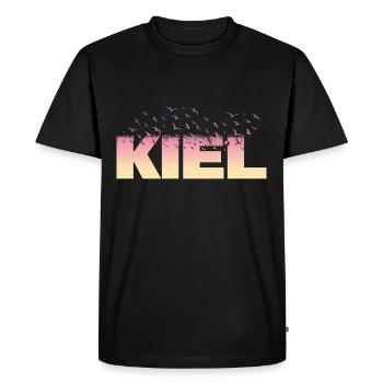 Kiel Allemagne City Font Oiseaux Skyline - T-shirt Premium bio Homme - noir - Devant - Nico (187cm)