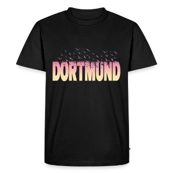 Dortmund Germany City Font Birds Skyline - Men's Premium Organic T-Shirt - black - Front - Nico (187cm)