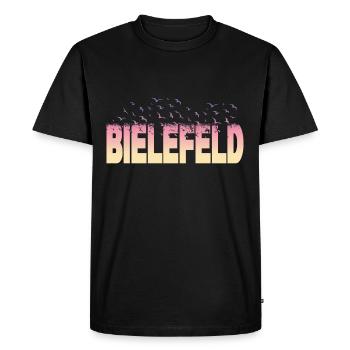 Bielefeld Germany City Font Birds Skyline - Men's Premium Organic T-Shirt - black - Front - Nico (187cm)