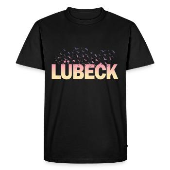 Lübeck Allemagne Ville Police Oiseaux Skyline - T-shirt Premium bio Homme - noir - Devant - Nico (187cm)