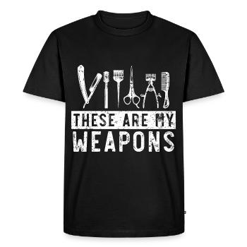Ce sont mes armes coupe de cheveux coiffure barbier - T-shirt Premium bio Homme - noir - Devant - Nico (187cm)