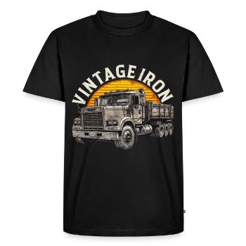Camion Vintage Trucker Truckerfan Chauffeur de camion - T-shirt Premium bio Homme - noir - Devant - Nico (187cm)
