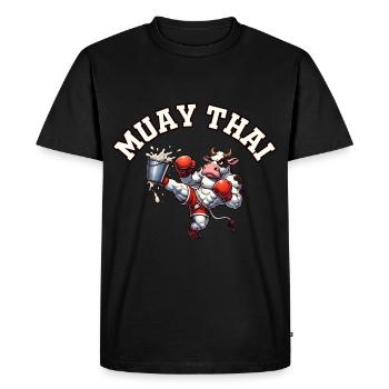 Vache Muay Thai - T-shirt Premium bio Homme - noir - Devant - Nico (187cm)