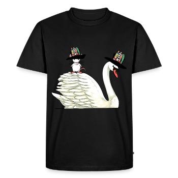 Swan Mouse Rodent Bird Hippie Friends Animals Child - Men's Premium Organic T-Shirt - black - Front - Nico (187cm)