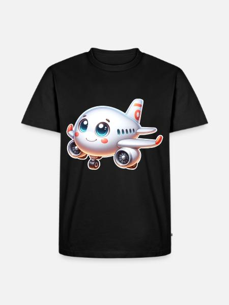 Flugzeug - Männer Premium Bio T-Shirt - Schwarz