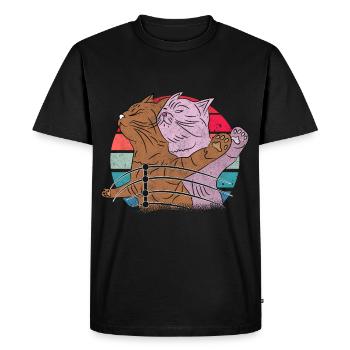chat mignon chaton en pose titanic chat mignon - T-shirt Premium bio Homme - noir - Devant - Nico (187cm)