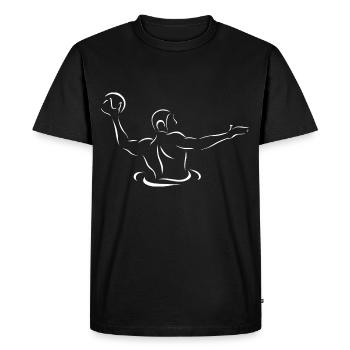 Wasserballspieler weiße Silhouette - Männer Premium Bio T-Shirt - Schwarz - Vorne - Nico (187cm)