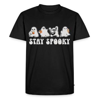 Fantômes Halloween - Restez effrayant - T-shirt Premium bio Homme - noir - Devant - Nico (187cm)