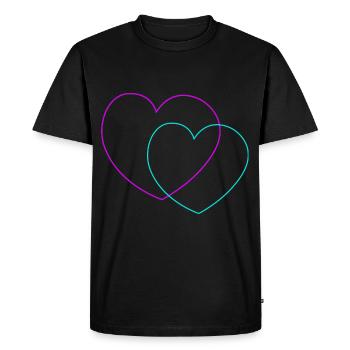 Heart Hearts Love Partenaire Partenariat Couple - T-shirt Premium bio Homme - noir - Devant - Nico (187cm)