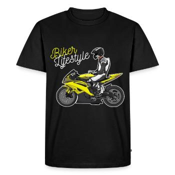 Moto Lifestyle / Moto / Moto motard - T-shirt Premium bio Homme - noir - Devant - Nico (187cm)