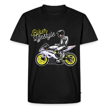 Moto Lifestyle / Moto / Moto motard - T-shirt Premium bio Homme - noir - Devant - Nico (187cm)