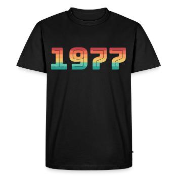 Year of birth 1977 Year of birth Vintage Date of birth - Men's Premium Organic T-Shirt - black - Front - Nico (187cm)
