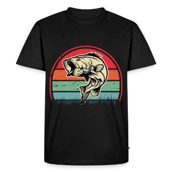 Bass Fish - Men's Premium Organic T-Shirt - black - Front - Nico (187cm)