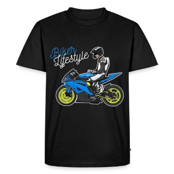 Moto Lifestyle / Moto / Moto motard - T-shirt Premium bio Homme - noir - Devant - Nico (187cm)