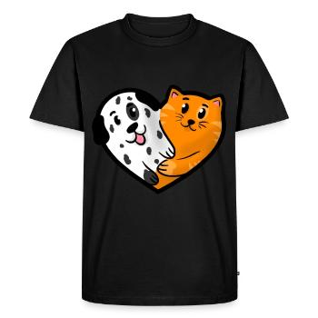 Dog and cat friendship - Men's Premium Organic T-Shirt - black - Front - Nico (187cm)