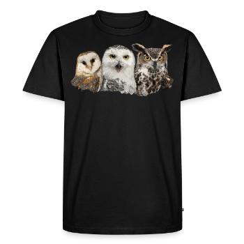 Chouettes et hiboux - T-shirt Premium bio Homme - noir - Devant - Nico (187cm)