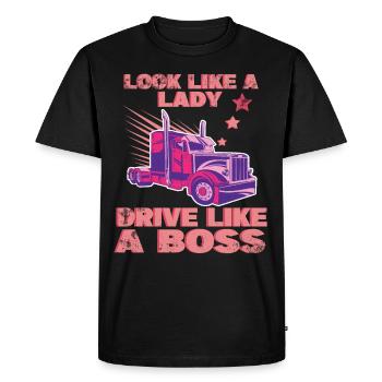 Look Like A Lady Drive Like A Boss Trucker Girl - Men's Premium Organic T-Shirt - black - Front - Nico (187cm)