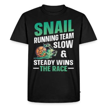 Snail Running Team Funny Snail Runner - Men's Premium Organic T-Shirt - black - Front - Nico (187cm)