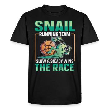 Snail Running Team Funny Snail Runner - Men's Premium Organic T-Shirt - black - Front - Nico (187cm)
