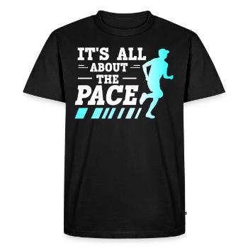 Tout tourne autour du pace marathon runners - T-shirt Premium bio Homme - noir - Devant - Nico (187cm)