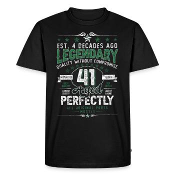 Vintage Légendaire - Vieilli parfaitement 41ème anniversaire - T-shirt Premium bio Homme - noir - Devant - Nico (187cm)