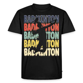 Cool Retro Text Silhouette Badminton - Men's Premium Organic T-Shirt - black - Front - Nico (187cm)