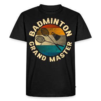 Cool Retro Crossing Raquettes Badminton Grand Maître - T-shirt Premium bio Homme - noir - Devant - Nico (187cm)