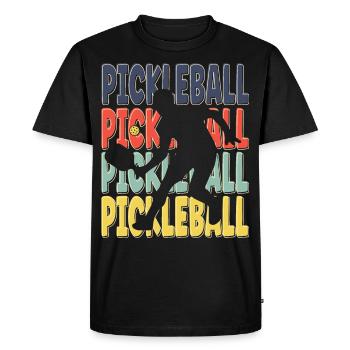 Cool Retro Text Silhouette Pickleball - Men's Premium Organic T-Shirt - black - Front - Nico (187cm)